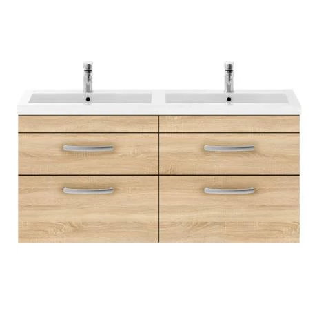 Brooklyn 1205mm Natural Oak Wall Hung Double Basin Vanity Unit 6 Brooklyn 1205mm Natural Oak Wall Hung Double Basin Vanity Unit - Image 4
