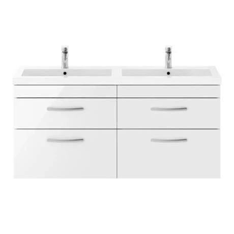 Brooklyn 1205mm White Gloss Wall Hung Double Basin Vanity Unit 4 Brooklyn 1205mm White Gloss Wall Hung Double Basin Vanity Unit - Image 2