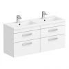Brooklyn 1205mm White Gloss Wall Hung Double Basin Vanity Unit 2 Brooklyn 1205mm White Gloss Wall Hung Double Basin Vanity Unit -Wall Hung Vanity Units Shop DBWH12WHT p