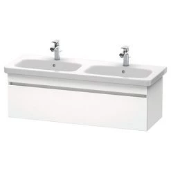 Duravit DuraStyle 1300mm 1-Drawer Wall Mounted Double Basin Vanity Unit - White Matt