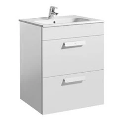 Roca Debba 600m 2-Drawer Wall Hung Vanity Unit with Square Basin - Gloss White