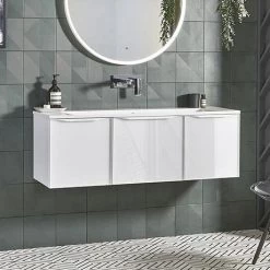 Roper Rhodes Frame 1200mm Wall Mounted Vanity Unit & Isocast Basin - Gloss White