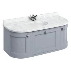 Burlington Wall Hung 134 Curved Vanity Unit & Minerva Worktop with Basin - Classic Grey