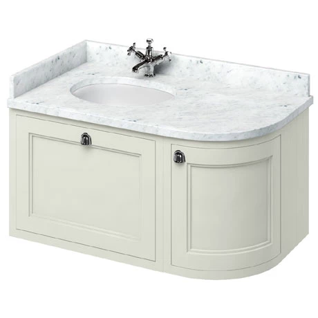 Burlington Wall Hung Corner Vanity Unit - Sand - Left Hand 1000mm with Worktop 3 Burlington Wall Hung Corner Vanity Unit - Sand - Left Hand 1000mm with Worktop