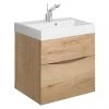 Crosswater Glide II Vanity Unit and Basin - Windsor Oak -Wall Hung Vanity Units Shop GL 50 WO P