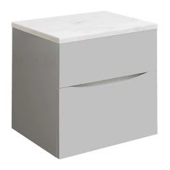 Crosswater Glide II Wall Hung Countertop Vanity Unit - Storm Grey with Marble Worktop