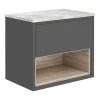 Haywood Gloss Grey / Driftwood Wall Hung Countertop Vanity - 600mm w. Open Shelf + Bellato Grey Worktop 2 Haywood Gloss Grey / Driftwood Wall Hung Countertop Vanity - 600mm w. Open Shelf + Bellato Grey Worktop -Wall Hung Vanity Units Shop HYGWH6GWT p