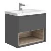 Haywood 600mm Gloss Grey / Driftwood Wall Hung Vanity Unit with Open Shelf + Ceramic Basin 1 Haywood 600mm Gloss Grey / Driftwood Wall Hung Vanity Unit with Open Shelf + Ceramic Basin -Wall Hung Vanity Units Shop HYGWH6 np