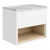 Haywood Gloss White / Natural Oak Wall Hung Countertop Vanity - 600mm w. Open Shelf + Bellato Grey Worktop 1 Haywood Gloss White / Natural Oak Wall Hung Countertop Vanity - 600mm w. Open Shelf + Bellato Grey Worktop -Wall Hung Vanity Units Shop HYWWH6GWT p
