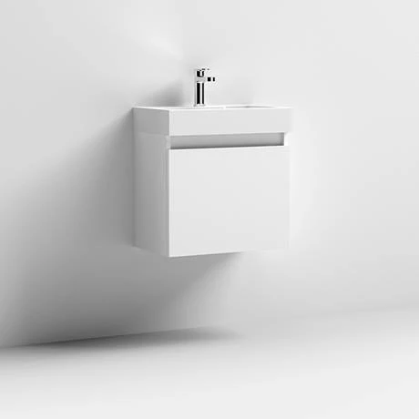 Milan Juno Slim Wall Hung Vanity Unit - Gloss White - 500 x 300mm 5 Milan Juno Slim Wall Hung Vanity Unit - Gloss White - 500 x 300mm - Image 3