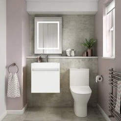 Milan Juno 500 x 360mm Gloss White Wall Hung Vanity Unit -Wall Hung Vanity Units Shop JN5GW d5 460