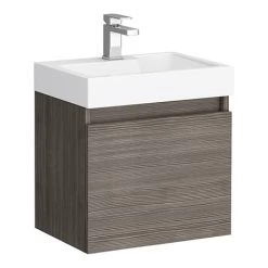 Milan Juno Slim Wall Hung Vanity Unit - Grey Avola - 500 x 300mm