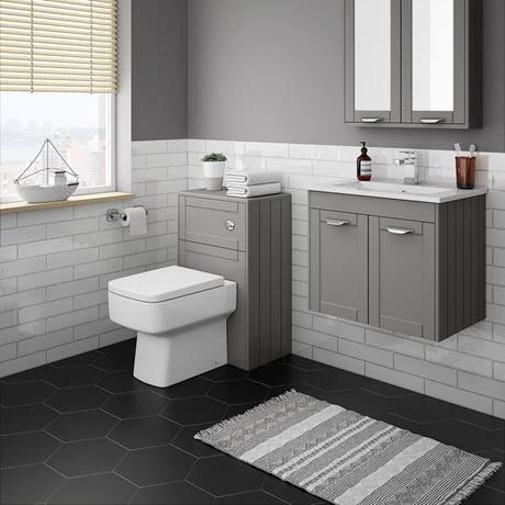 Keswick Grey 620mm Traditional Wall Hung 2 Door Vanity Unit 5 Keswick Grey 620mm Traditional Wall Hung 2 Door Vanity Unit - Image 3