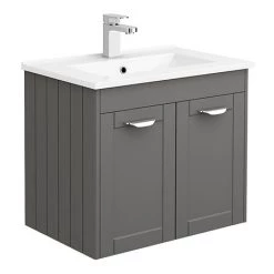 Keswick Grey 620mm Traditional Wall Hung 2 Door Vanity Unit