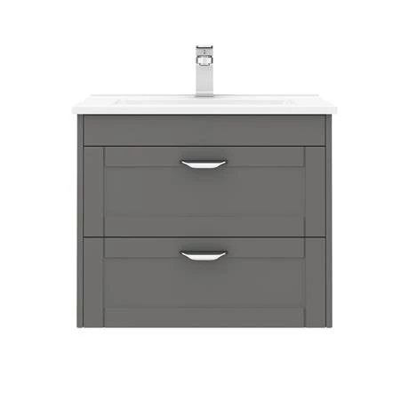 Keswick Grey 620mm Traditional Wall Hung 2 Drawer Vanity Unit 6 Keswick Grey 620mm Traditional Wall Hung 2 Drawer Vanity Unit - Image 4