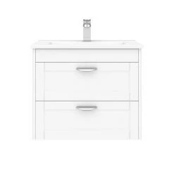 Keswick White 620mm Traditional Wall Hung 2 Drawer Vanity Unit -Wall Hung Vanity Units Shop KES WHT 6WH2D d3 460