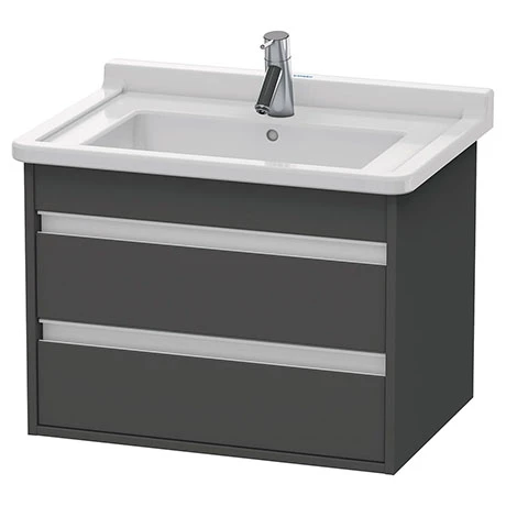 Duravit Ketho 650mm 2-Drawer Wall Mounted Vanity Unit with Starck 3 Basin - Graphite Matt 3 Duravit Ketho 650mm 2-Drawer Wall Mounted Vanity Unit with Starck 3 Basin - Graphite Matt