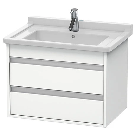 Duravit Ketho 650mm 2-Drawer Wall Mounted Vanity Unit with Starck 3 Basin - White Matt 3 Duravit Ketho 650mm 2-Drawer Wall Mounted Vanity Unit with Starck 3 Basin - White Matt