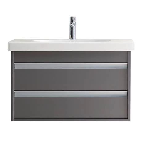 Duravit Ketho 800mm 2-Drawer Wall Mounted Vanity Unit with D-Code Basin - Graphite Matt 4 Duravit Ketho 800mm 2-Drawer Wall Mounted Vanity Unit with D-Code Basin - Graphite Matt - Image 2