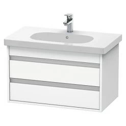 Duravit Ketho 800mm 2-Drawer Wall Mounted Vanity Unit with D-Code Basin - White Matt