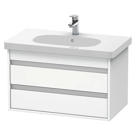 Duravit Ketho 800mm 2-Drawer Wall Mounted Vanity Unit with D-Code Basin - White Matt 3 Duravit Ketho 800mm 2-Drawer Wall Mounted Vanity Unit with D-Code Basin - White Matt