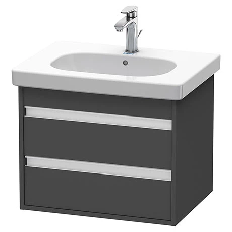 Duravit Ketho 600mm 2-Drawer Wall Mounted Vanity Unit with D-Code Basin - Graphite Matt 3 Duravit Ketho 600mm 2-Drawer Wall Mounted Vanity Unit with D-Code Basin - Graphite Matt