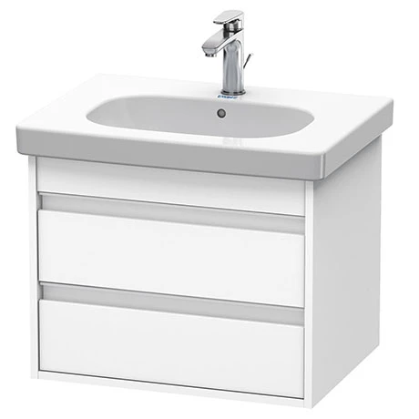 Duravit Ketho 600mm 2-Drawer Wall Mounted Vanity Unit with D-Code Basin - White Matt 3 Duravit Ketho 600mm 2-Drawer Wall Mounted Vanity Unit with D-Code Basin - White Matt
