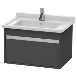 Duravit Ketho 650mm 1-Drawer Wall Mounted Vanity Unit with Starck 3 Basin - Graphite Matt