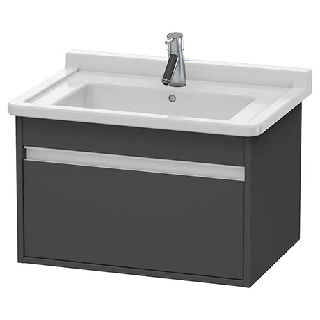 Duravit Ketho 650mm 1-Drawer Wall Mounted Vanity Unit with Starck 3 Basin - Graphite Matt 3 Duravit Ketho 650mm 1-Drawer Wall Mounted Vanity Unit with Starck 3 Basin - Graphite Matt