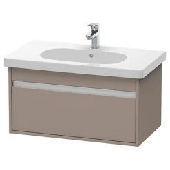 Duravit Ketho 800mm 1-Drawer Wall Mounted Vanity Unit with D-Code Basin - Basalt Matt