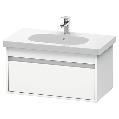 Duravit Ketho 800mm 1-Drawer Wall Mounted Vanity Unit with D-Code Basin - White Matt 3 Duravit Ketho 800mm 1-Drawer Wall Mounted Vanity Unit with D-Code Basin - White Matt