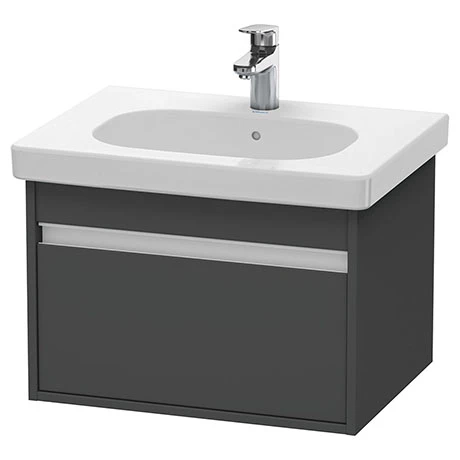 Duravit Ketho 600mm 1-Drawer Wall Mounted Vanity Unit with D-Code Basin - Graphite Matt 3 Duravit Ketho 600mm 1-Drawer Wall Mounted Vanity Unit with D-Code Basin - Graphite Matt