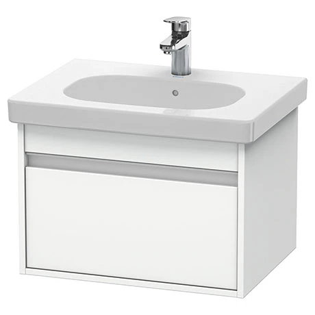 Duravit Ketho 600mm 1-Drawer Wall Mounted Vanity Unit with D-Code Basin - White Matt 3 Duravit Ketho 600mm 1-Drawer Wall Mounted Vanity Unit with D-Code Basin - White Matt
