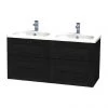 Miller London 120 Wall Hung Four Drawer Vanity Unit + Double Basin (Black) -Wall Hung Vanity Units Shop LOND120BLKDR P