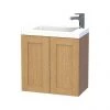 Miller London 60 Wall Hung Two Door Vanity Unit + Basin (Oak) -Wall Hung Vanity Units Shop LOND60OAK2D P