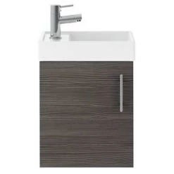 Milan W400 x D222mm Grey Avola Effect Compact Wall Hung Basin Unit -Wall Hung Vanity Units Shop MIL009 D1 460
