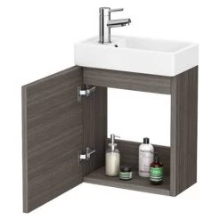 Milan W400 x D222mm Grey Avola Effect Compact Wall Hung Basin Unit -Wall Hung Vanity Units Shop MIL009 d2 460
