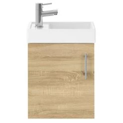 Milan W400 x D222mm Natural Oak Effect Compact Wall Hung Basin Unit 8 Milan W400 x D222mm Natural Oak Effect Compact Wall Hung Basin Unit -Wall Hung Vanity Units Shop MIL011 detail1 460