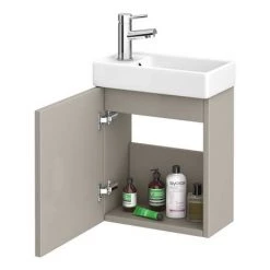 Milan W400 x D222mm Stone Grey Compact Wall Hung Basin Unit -Wall Hung Vanity Units Shop MIL012 d3 460