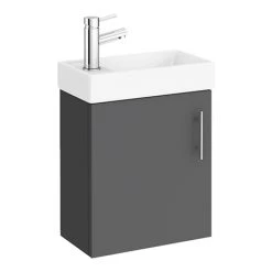 Milan W400 x D222mm Gloss Grey Compact Wall Hung Basin Unit