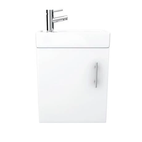 Milan Modern Wall Hung Basin Vanity Unit - Gloss White (W400 x D222mm) 7 Milan Modern Wall Hung Basin Vanity Unit - Gloss White (W400 x D222mm) - Image 5