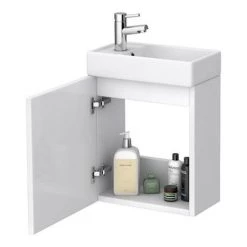 Milan Modern Wall Hung Basin Vanity Unit - Gloss White (W400 x D222mm) 10 Milan Modern Wall Hung Basin Vanity Unit - Gloss White (W400 x D222mm) -Wall Hung Vanity Units Shop MILWHGW d1 460