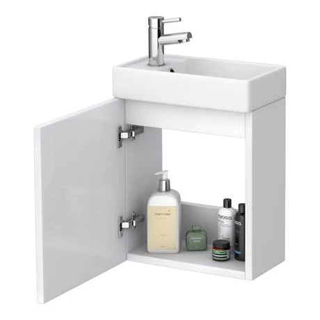 Milan Modern Wall Hung Basin Vanity Unit - Gloss White (W400 x D222mm) 5 Milan Modern Wall Hung Basin Vanity Unit - Gloss White (W400 x D222mm) - Image 3