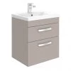 Modern 500mm Matt Stone Grey 2 Drawer Wall Hung Vanity Unit -Wall Hung Vanity Units Shop MODSG52D p