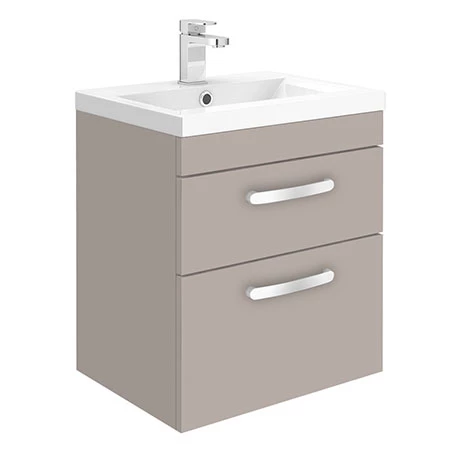 Modern 500mm Matt Stone Grey 2 Drawer Wall Hung Vanity Unit 3 Modern 500mm Matt Stone Grey 2 Drawer Wall Hung Vanity Unit