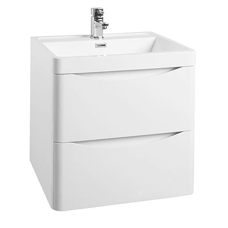 Monza Gloss White 500mm Wide Wall Mounted Vanity Unit 3 Monza Gloss White 500mm Wide Wall Mounted Vanity Unit