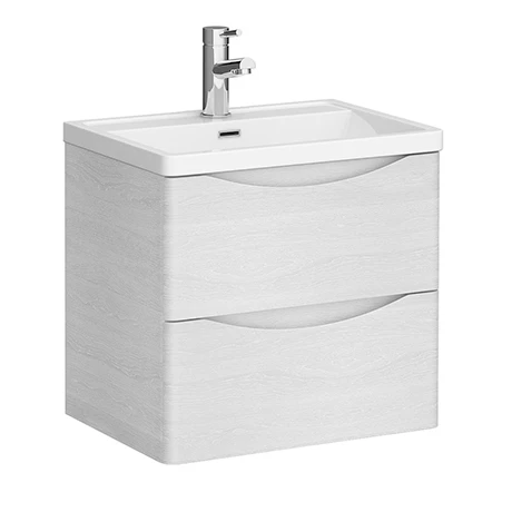 Monza White Ash 500mm Wide Wall Mounted Vanity Unit 3 Monza White Ash 500mm Wide Wall Mounted Vanity Unit