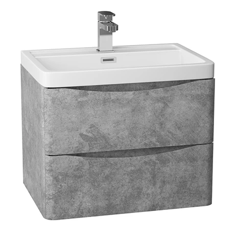 Monza Concrete Effect 600mm Wide Wall Mounted Vanity Unit 3 Monza Concrete Effect 600mm Wide Wall Mounted Vanity Unit