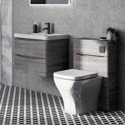 Monza Graphite Oak 600mm Wide Wall Mounted Vanity Unit -Wall Hung Vanity Units Shop MZ6GOWH1 detail2 460