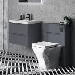Monza Matt Grey 600mm Wide Wall Mounted Vanity Unit 7 Monza Matt Grey 600mm Wide Wall Mounted Vanity Unit -Wall Hung Vanity Units Shop MZ6MGWH1 d2 460